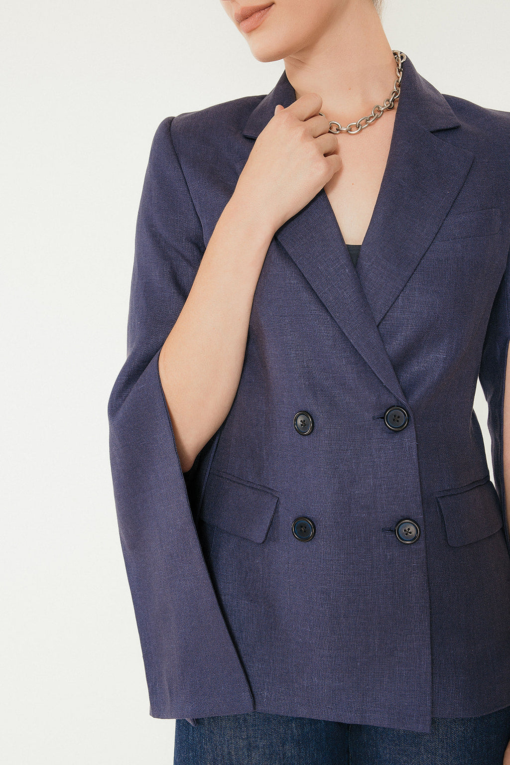 The Josephine Linen Blazer in Ink